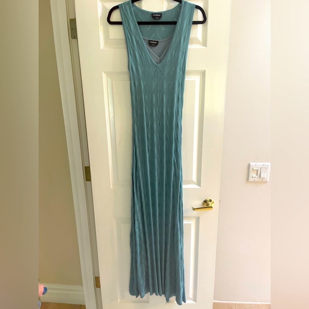 BEBE Pointelle Maxi sweater dress -blue- size S